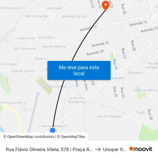 Rua Flávio Oliveira Vilela, 578 | Praça Áurea Muniz De Oliveira to Unopar Ituiutaba map