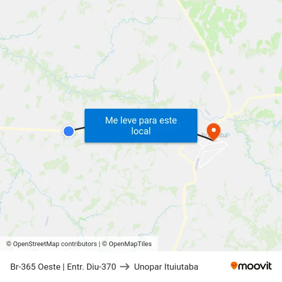 Br-365 Oeste | Entr. Diu-370 to Unopar Ituiutaba map