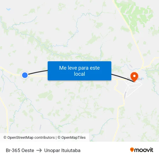 Br-365 Oeste to Unopar Ituiutaba map