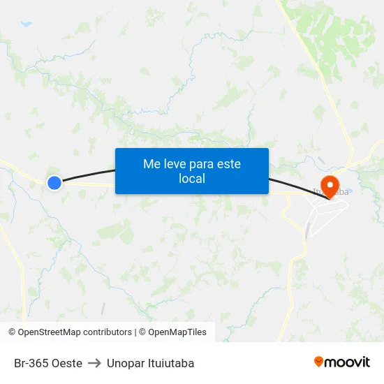 Br-365 Oeste to Unopar Ituiutaba map