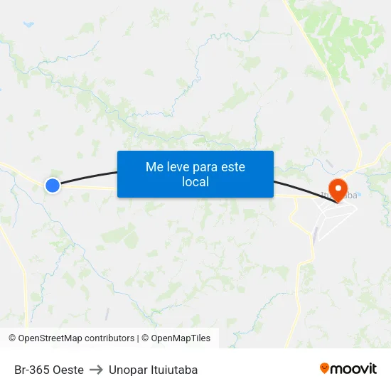 Br-365 Oeste to Unopar Ituiutaba map