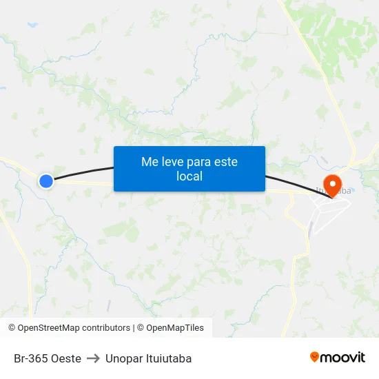 Br-365 Oeste to Unopar Ituiutaba map