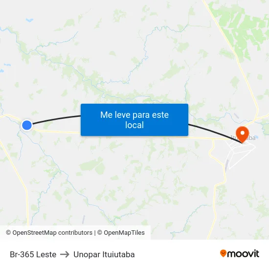 Br-365 Leste to Unopar Ituiutaba map