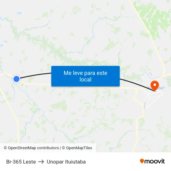 Br-365 Leste to Unopar Ituiutaba map