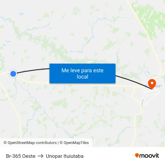 Br-365 Oeste to Unopar Ituiutaba map