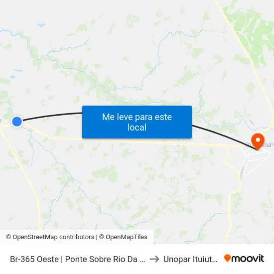 Br-365 Oeste | Ponte Sobre Rio Da Prata to Unopar Ituiutaba map