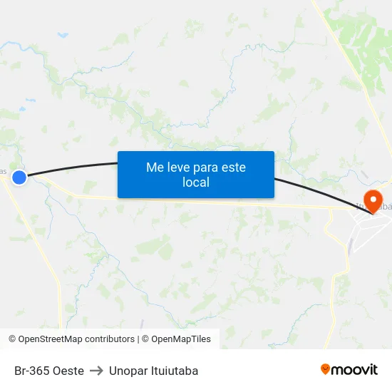 Br-365 Oeste to Unopar Ituiutaba map