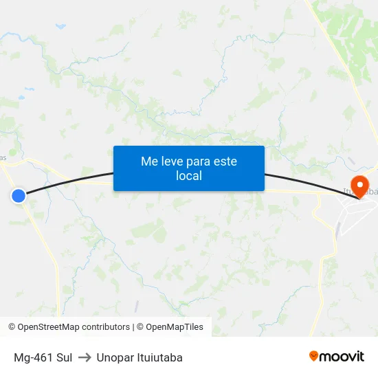 Mg-461 Sul to Unopar Ituiutaba map