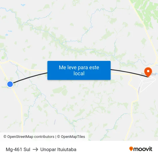 Mg-461 Sul to Unopar Ituiutaba map