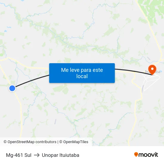 Mg-461 Sul to Unopar Ituiutaba map