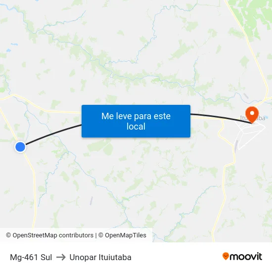 Mg-461 Sul to Unopar Ituiutaba map