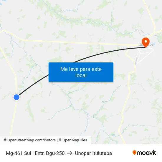 Mg-461 Sul | Entr. Dgu-250 to Unopar Ituiutaba map