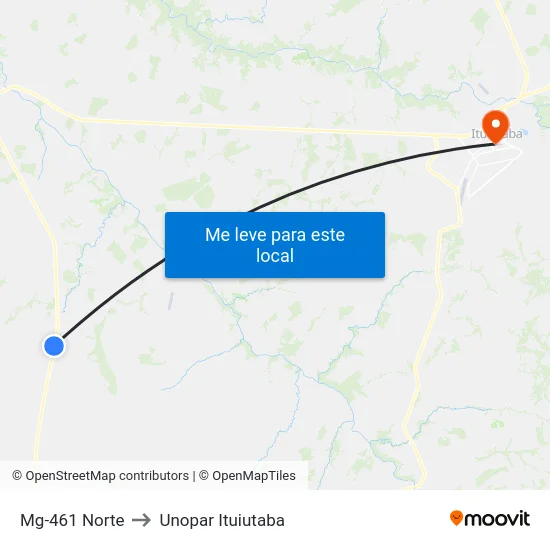 Mg-461 Norte to Unopar Ituiutaba map