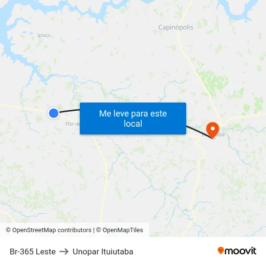 Br-365 Leste to Unopar Ituiutaba map