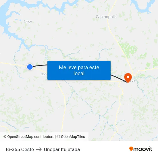 Br-365 Oeste to Unopar Ituiutaba map