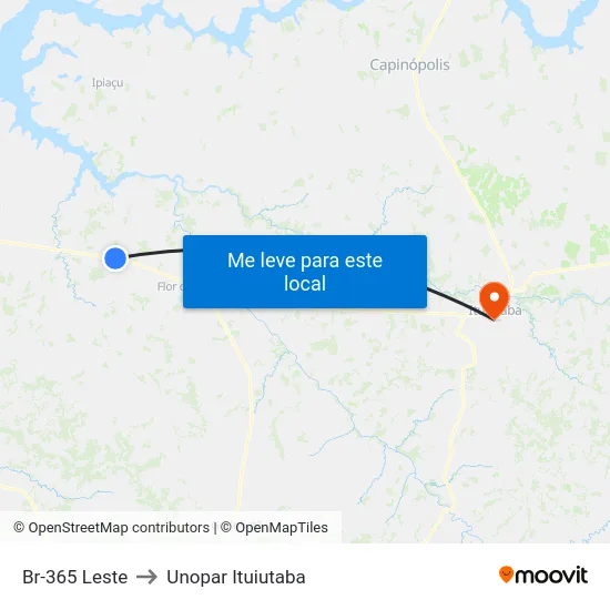 Br-365 Leste to Unopar Ituiutaba map