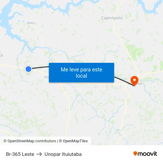 Br-365 Leste to Unopar Ituiutaba map