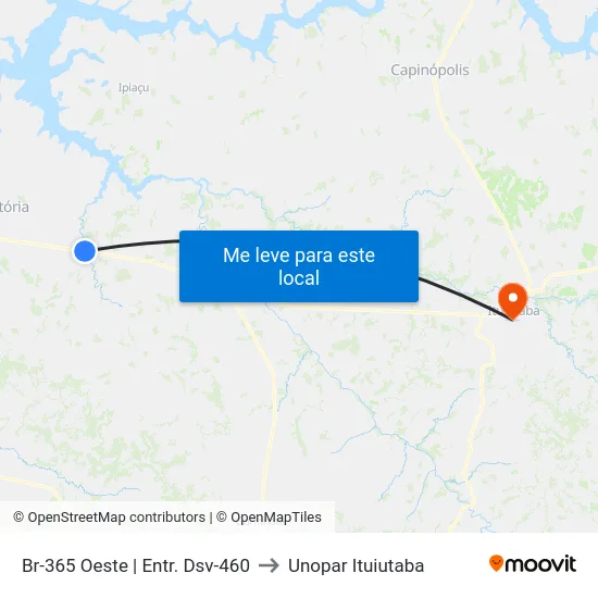 Br-365 Oeste | Entr. Dsv-460 to Unopar Ituiutaba map