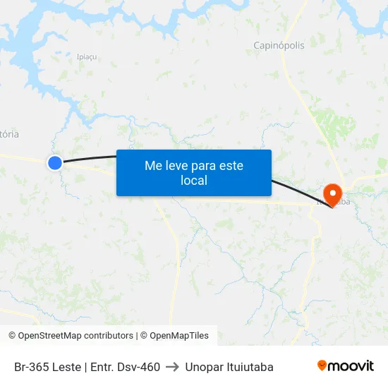 Br-365 Leste | Entr. Dsv-460 to Unopar Ituiutaba map