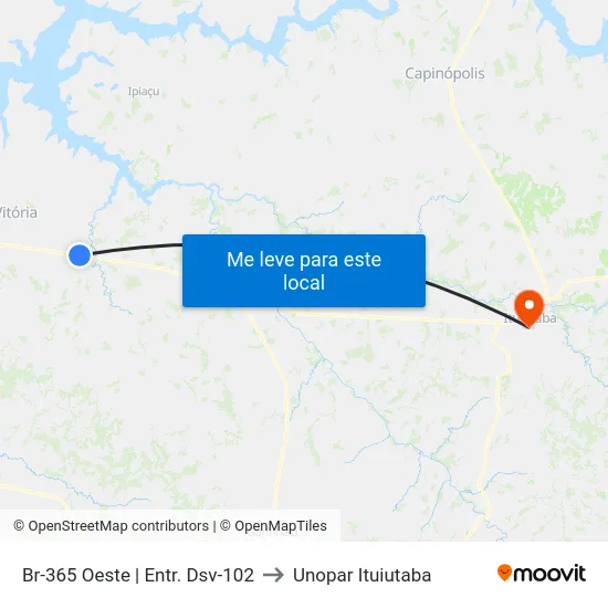 Br-365 Oeste | Entr. Dsv-102 to Unopar Ituiutaba map