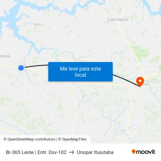 Br-365 Leste | Entr. Dsv-102 to Unopar Ituiutaba map