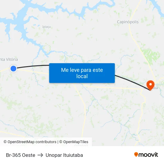 Br-365 Oeste to Unopar Ituiutaba map