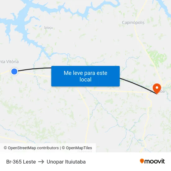 Br-365 Leste to Unopar Ituiutaba map