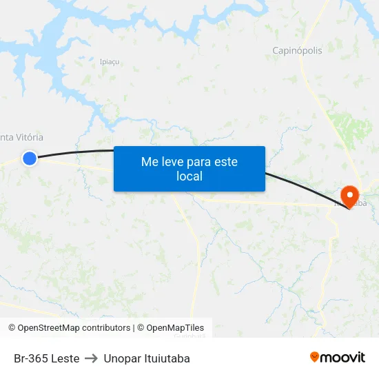 Br-365 Leste to Unopar Ituiutaba map
