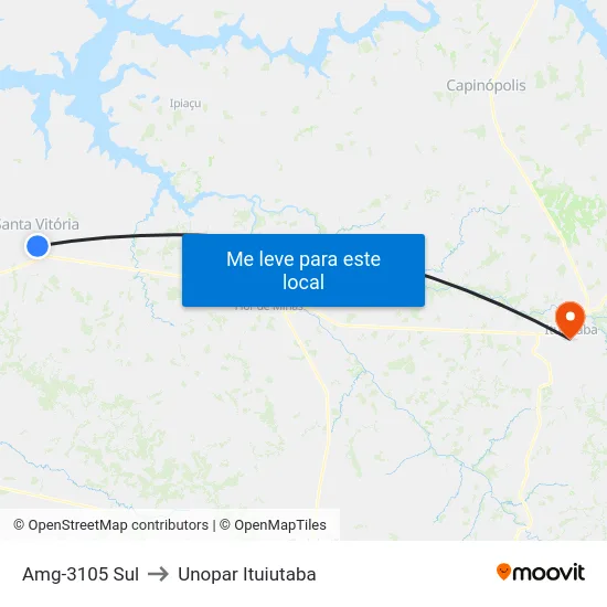 Amg-3105 Sul to Unopar Ituiutaba map