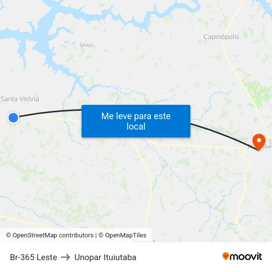 Br-365 Leste to Unopar Ituiutaba map