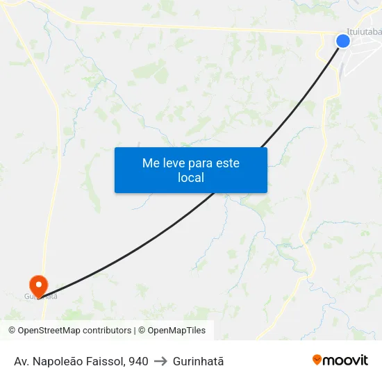 Av. Napoleão Faissol, 940 to Gurinhatã map