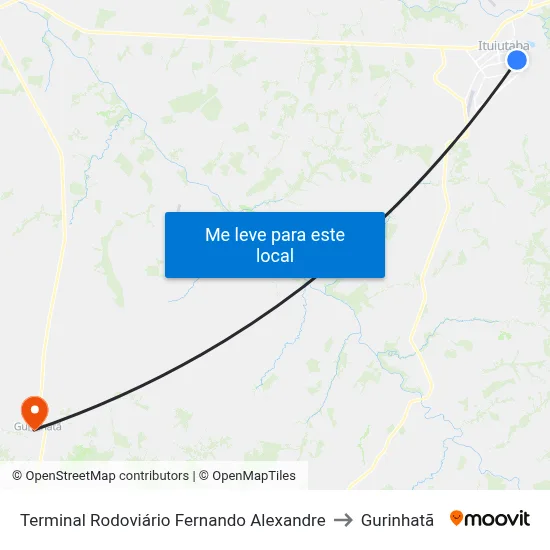 Terminal Rodoviário Fernando Alexandre to Gurinhatã map