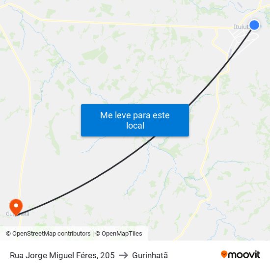 Rua Jorge Miguel Féres, 205 to Gurinhatã map