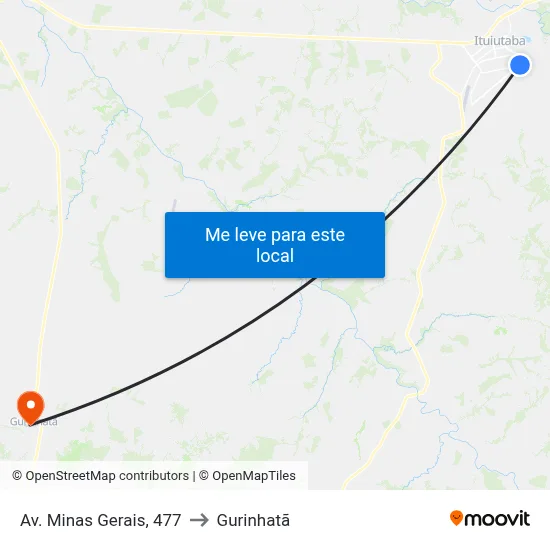 Av. Minas Gerais, 477 to Gurinhatã map