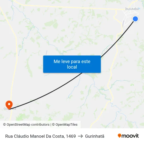 Rua Cláudio Manoel Da Costa, 1469 to Gurinhatã map