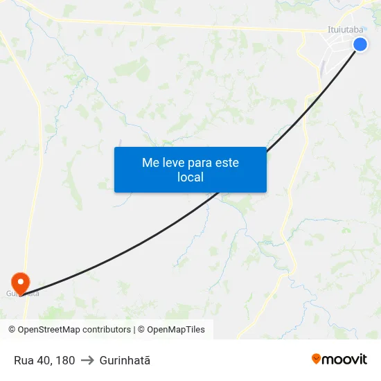 Rua 40, 180 to Gurinhatã map