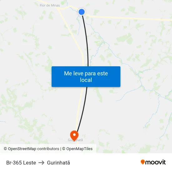Br-365 Leste to Gurinhatã map