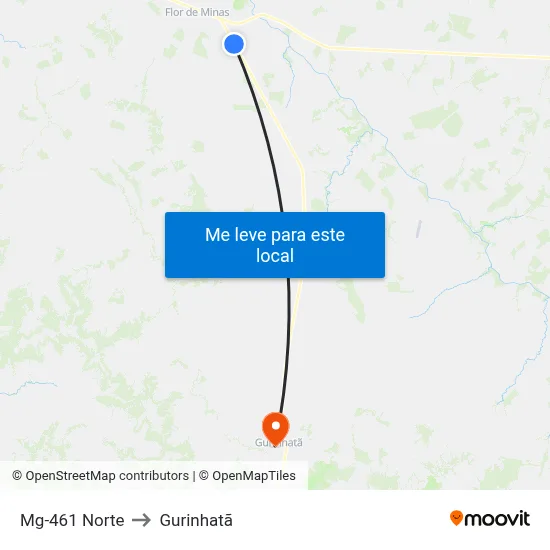 Mg-461 Norte to Gurinhatã map