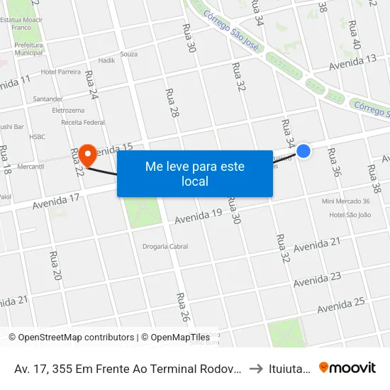 Av. 17, 355 Em Frente Ao Terminal Rodoviário to Ituiutaba map