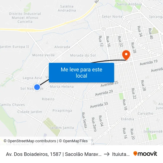 Av. Dos Boiadeiros, 1587 | Sacolão Maravilha to Ituiutaba map