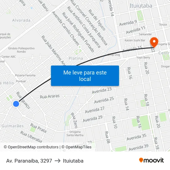 Av. Paranaíba, 3297 to Ituiutaba map