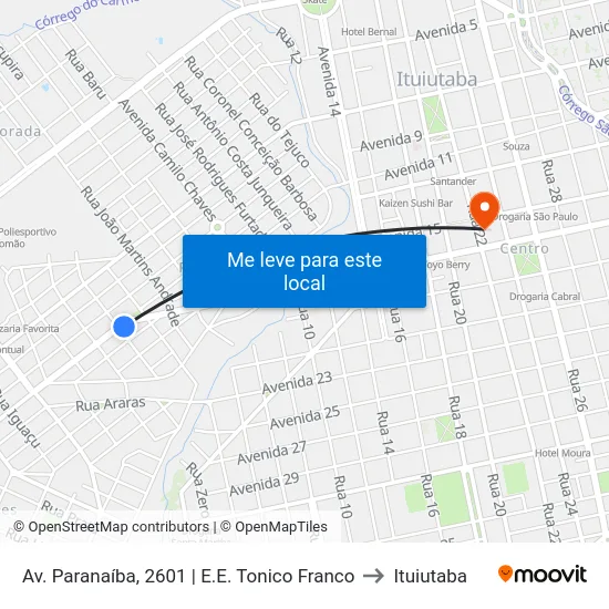 Av. Paranaíba, 2601 | E.E. Tonico Franco to Ituiutaba map