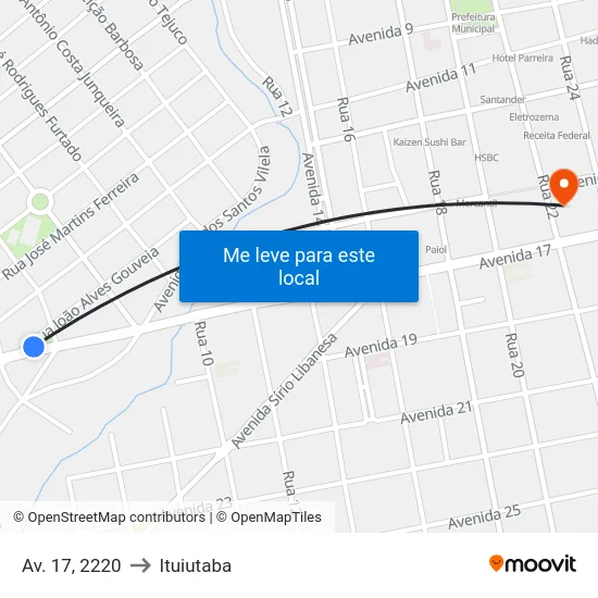 Av. 17, 2220 to Ituiutaba map