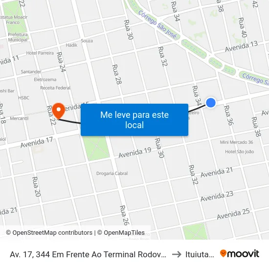 Av. 17, 344 Em Frente Ao Terminal Rodoviário to Ituiutaba map