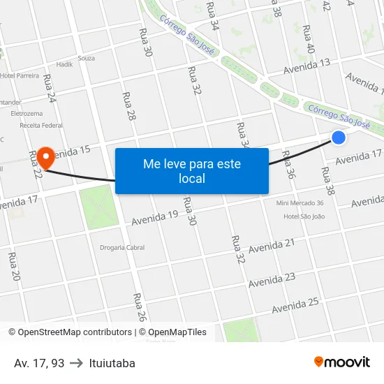 Av. 17, 93 to Ituiutaba map