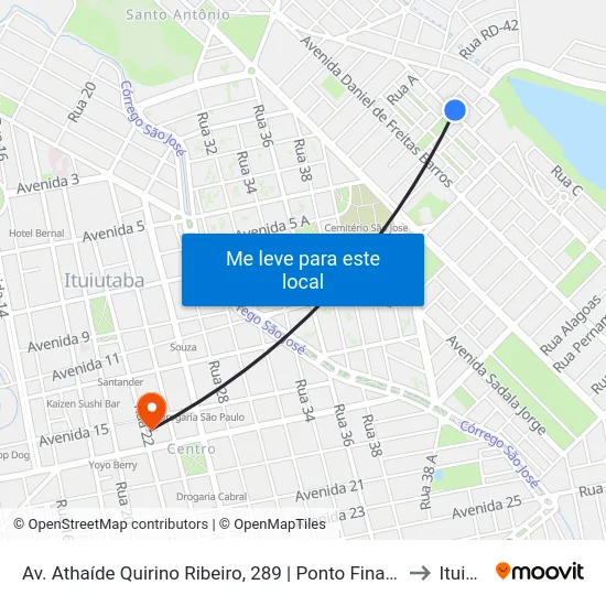 Av. Athaíde Quirino Ribeiro, 289 | Ponto Final Da Linha 01 No São José to Ituiutaba map