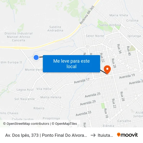Av. Dos Ipês, 373 | Ponto Final Do Alvorada to Ituiutaba map