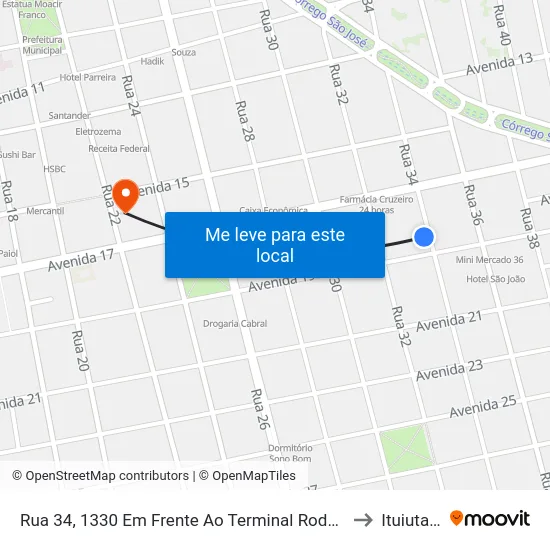 Rua 34, 1330 Em Frente Ao Terminal Rodoviário to Ituiutaba map