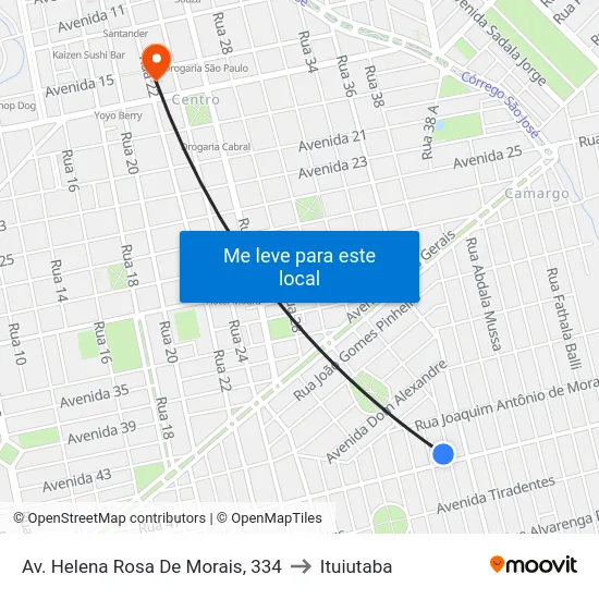 Av. Helena Rosa De Morais, 334 to Ituiutaba map