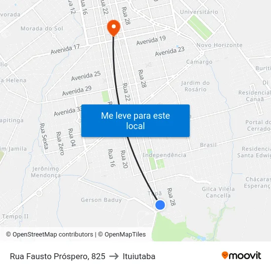 Rua Fausto Próspero, 825 to Ituiutaba map